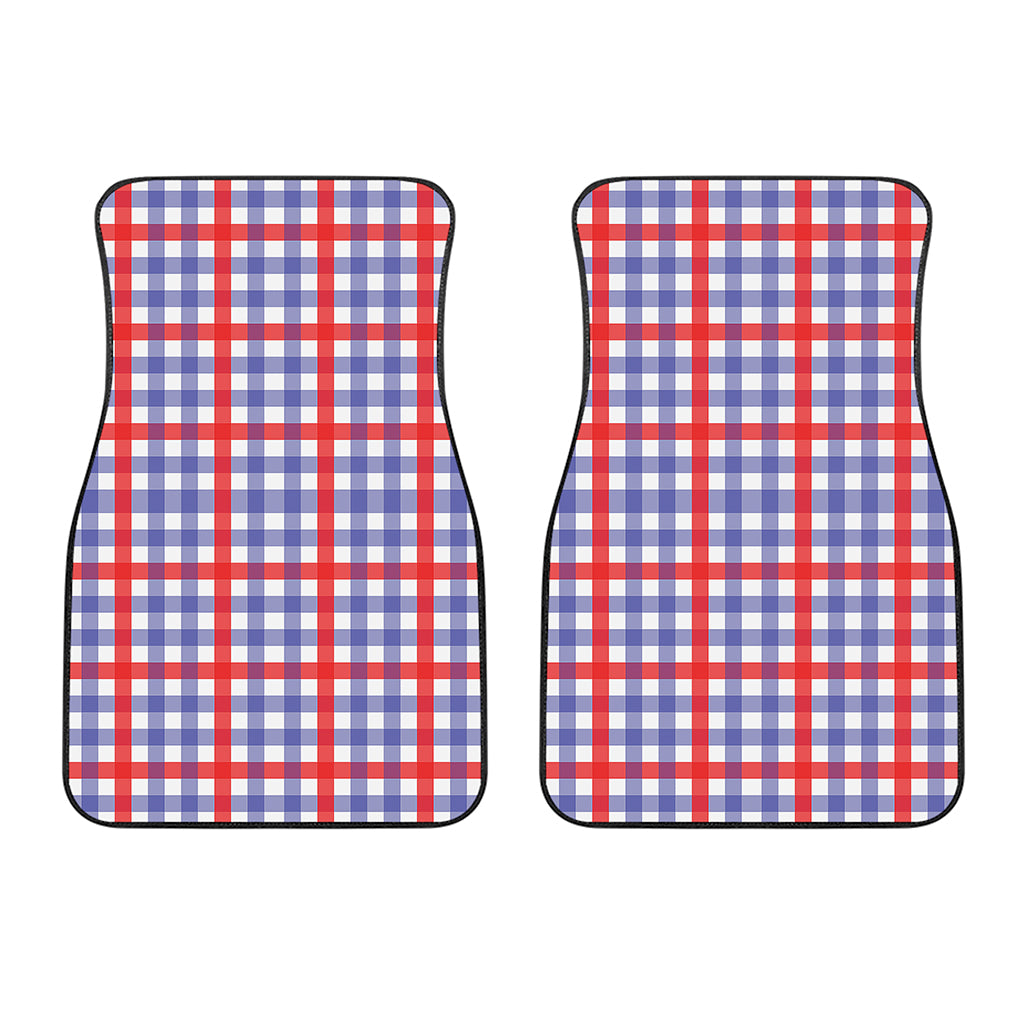 Blue Red And White Check Pattern Print Front Car Floor Mats