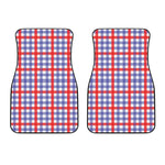 Blue Red And White Check Pattern Print Front Car Floor Mats