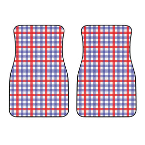 Blue Red And White Check Pattern Print Front Car Floor Mats