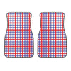 Blue Red And White Check Pattern Print Front Car Floor Mats