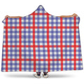 Blue Red And White Check Pattern Print Hooded Blanket