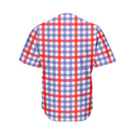 Blue Red And White Check Pattern Print Men's Baseball Jersey