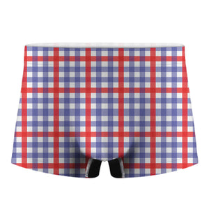 Blue Red And White Check Pattern Print Men's Boxer Briefs