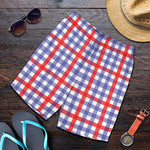 Blue Red And White Check Pattern Print Men's Shorts