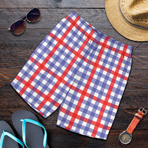 Blue Red And White Check Pattern Print Men's Shorts