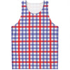 Blue Red And White Check Pattern Print Men's Tank Top