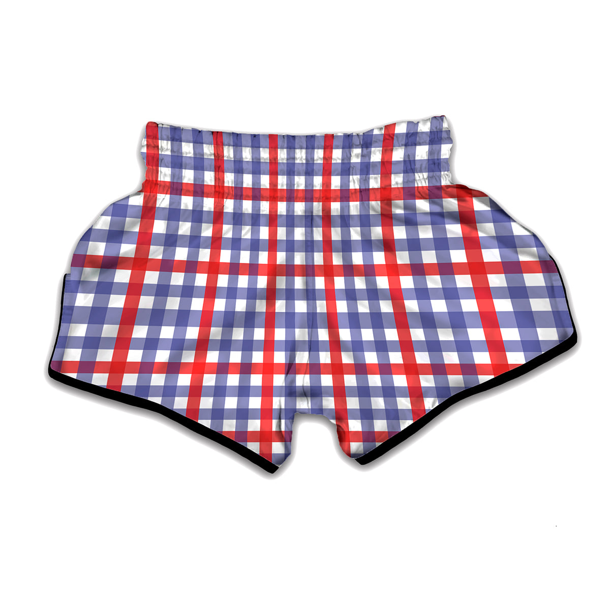 Blue Red And White Check Pattern Print Muay Thai Boxing Shorts