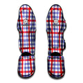 Blue Red And White Check Pattern Print Muay Thai Shin Guards