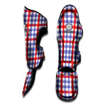 Blue Red And White Check Pattern Print Muay Thai Shin Guard