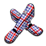 Blue Red And White Check Pattern Print Muay Thai Shin Guard