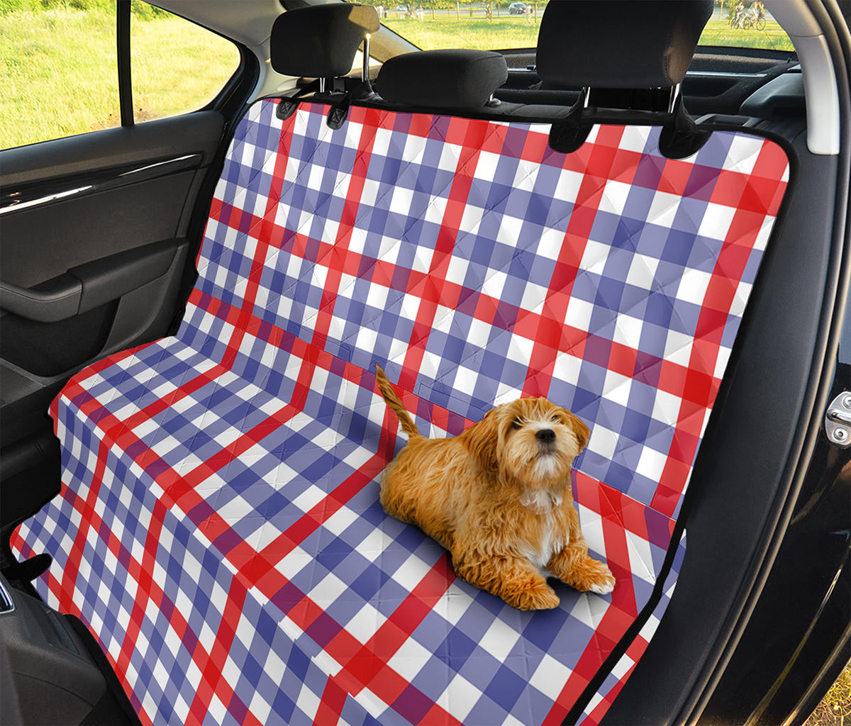 Blue Red And White Check Pattern Print Pet Car Back Seat Cover