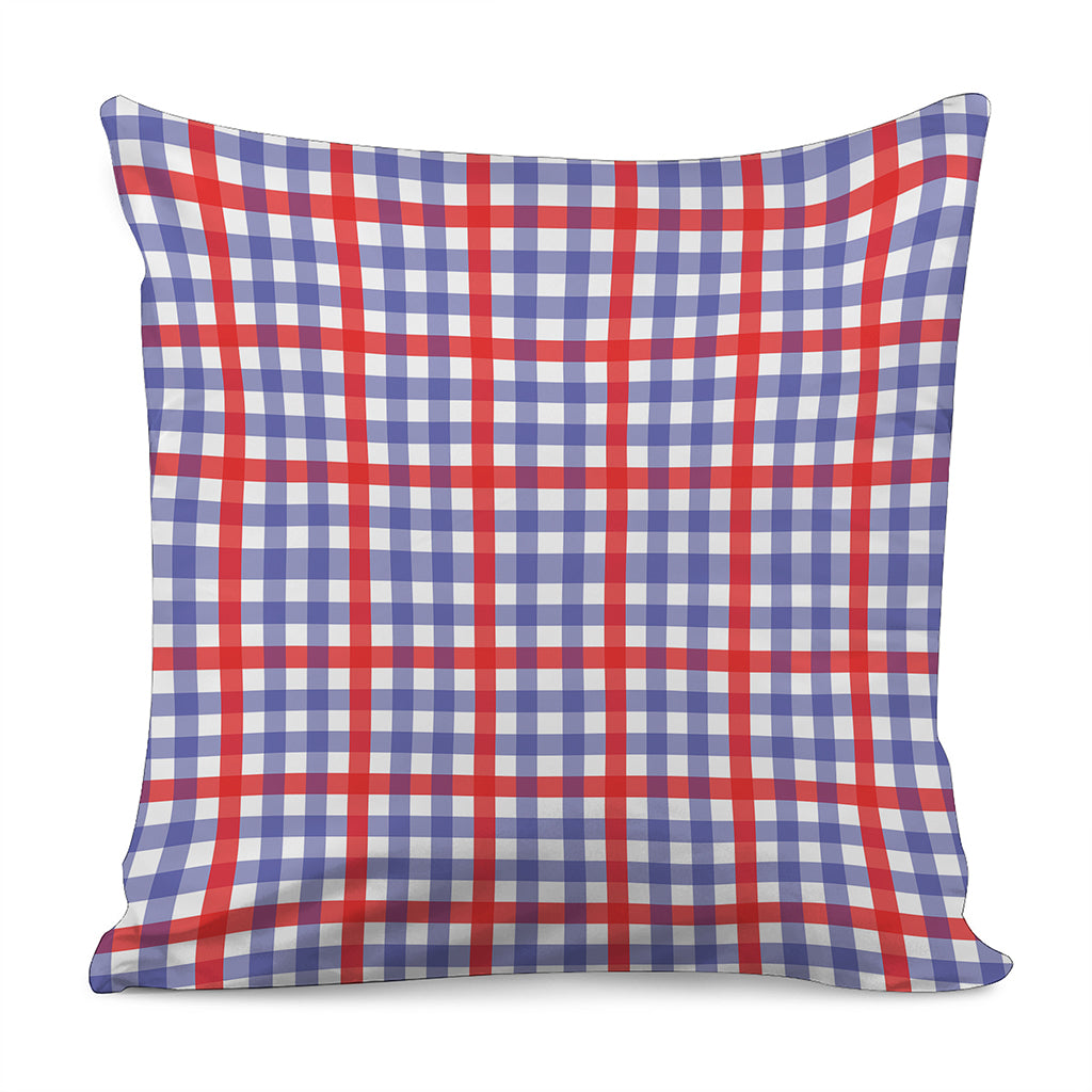 Blue Red And White Check Pattern Print Pillow Cover