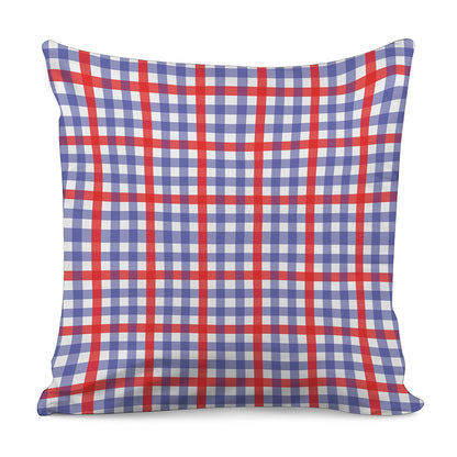 Blue Red And White Check Pattern Print Pillow Cover