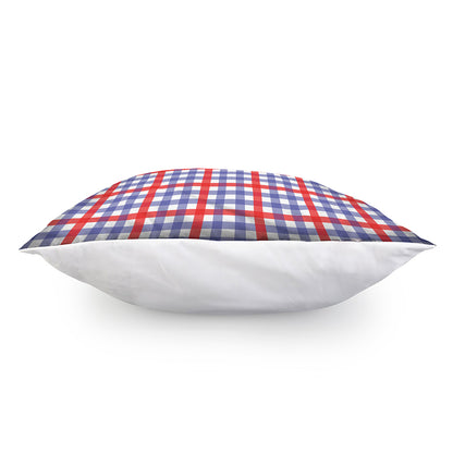Blue Red And White Check Pattern Print Pillow Cover