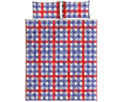 Blue Red And White Check Pattern Print Quilt Bed Set