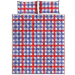 Blue Red And White Check Pattern Print Quilt Bed Set