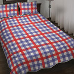 Blue Red And White Check Pattern Print Quilt Bed Set