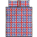 Blue Red And White Check Pattern Print Quilt Bed Set
