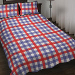 Blue Red And White Check Pattern Print Quilt Bed Set