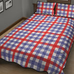 Blue Red And White Check Pattern Print Quilt Bed Set