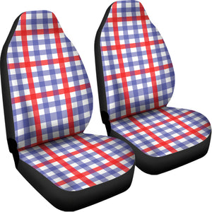 Blue Red And White Check Pattern Print Universal Fit Car Seat Covers