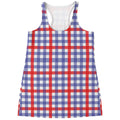 Blue Red And White Check Pattern Print Women's Racerback Tank Top