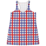 Blue Red And White Check Pattern Print Women's Racerback Tank Top