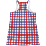 Blue Red And White Check Pattern Print Women's Racerback Tank Top