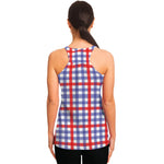 Blue Red And White Check Pattern Print Women's Racerback Tank Top