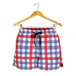 Blue Red And White Check Pattern Print Women's Shorts