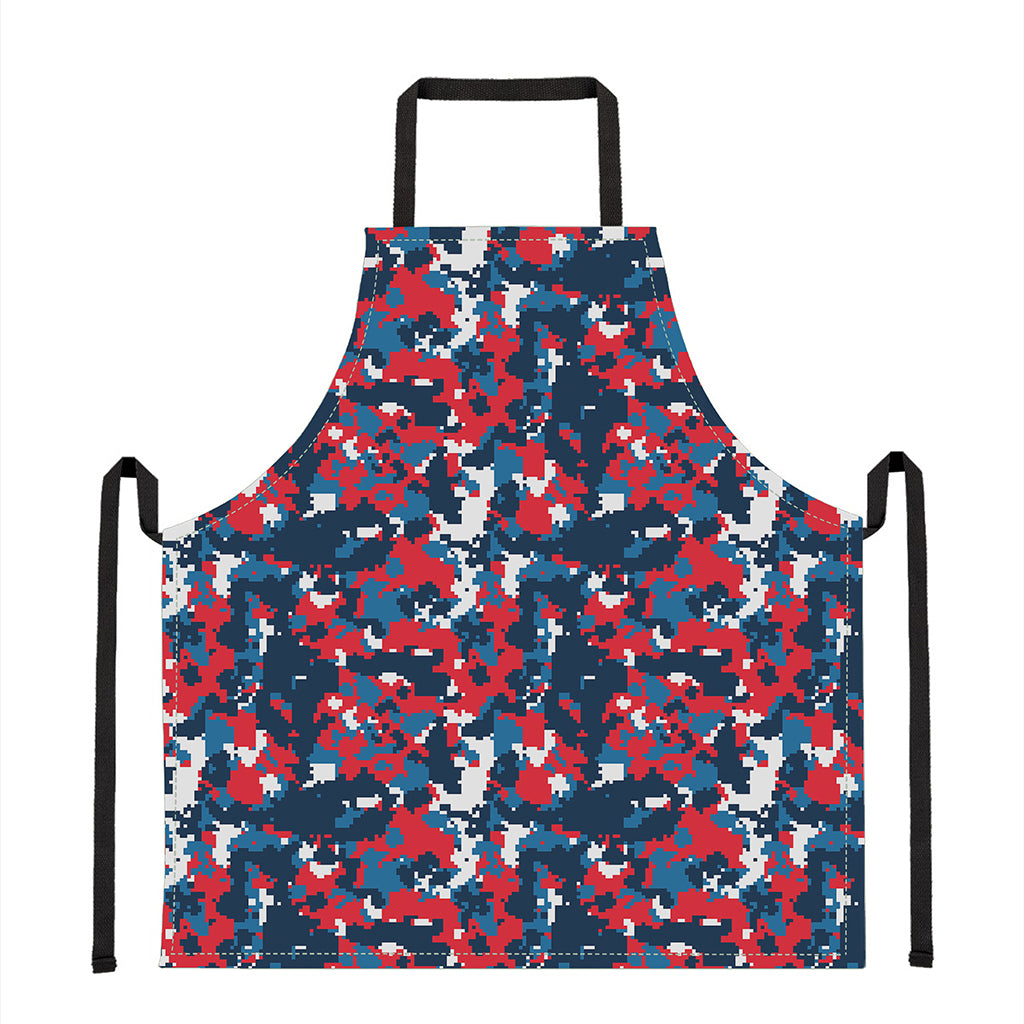 Blue Red And White Digital Camo Print Apron