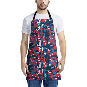 Blue Red And White Digital Camo Print Apron