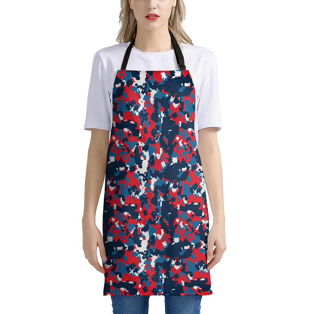 Blue Red And White Digital Camo Print Apron