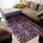Blue Red And White Digital Camo Print Area Rug