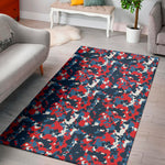 Blue Red And White Digital Camo Print Area Rug