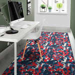 Blue Red And White Digital Camo Print Area Rug