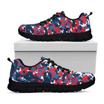 Blue Red And White Digital Camo Print Black Sneakers