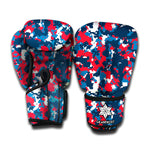 Blue Red And White Digital Camo Print Boxing Gloves