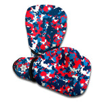 Blue Red And White Digital Camo Print Boxing Gloves