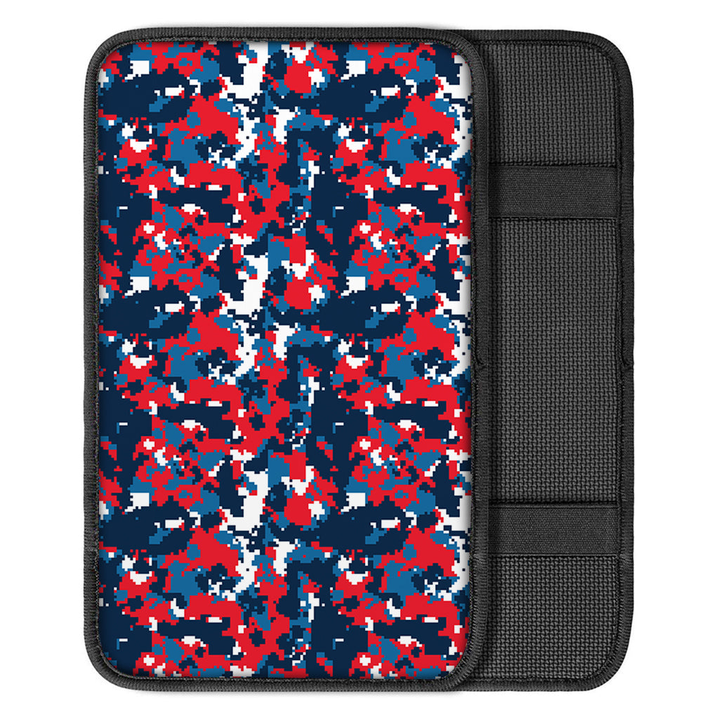 Blue Red And White Digital Camo Print Car Center Console Cover
