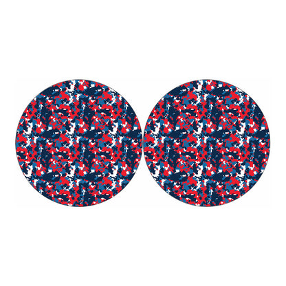 Blue Red And White Digital Camo Print Car Coasters