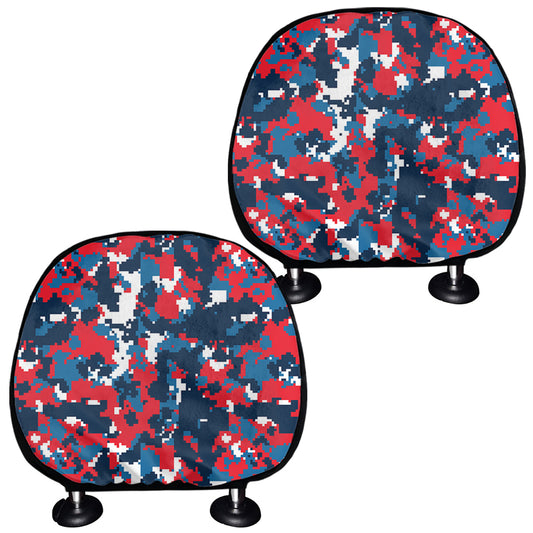 Blue Red And White Digital Camo Print Car Headrest Covers