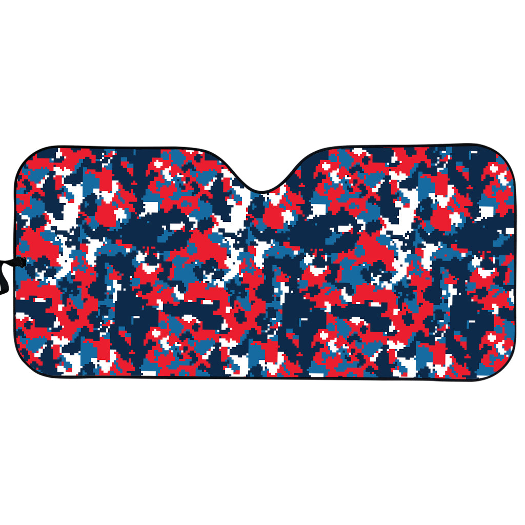 Blue Red And White Digital Camo Print Car Sun Shade