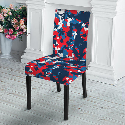 Blue Red And White Digital Camo Print Dining Chair Slipcover