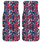 Blue Red And White Digital Camo Print Front and Back Car Floor Mats