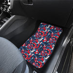Blue Red And White Digital Camo Print Front and Back Car Floor Mats