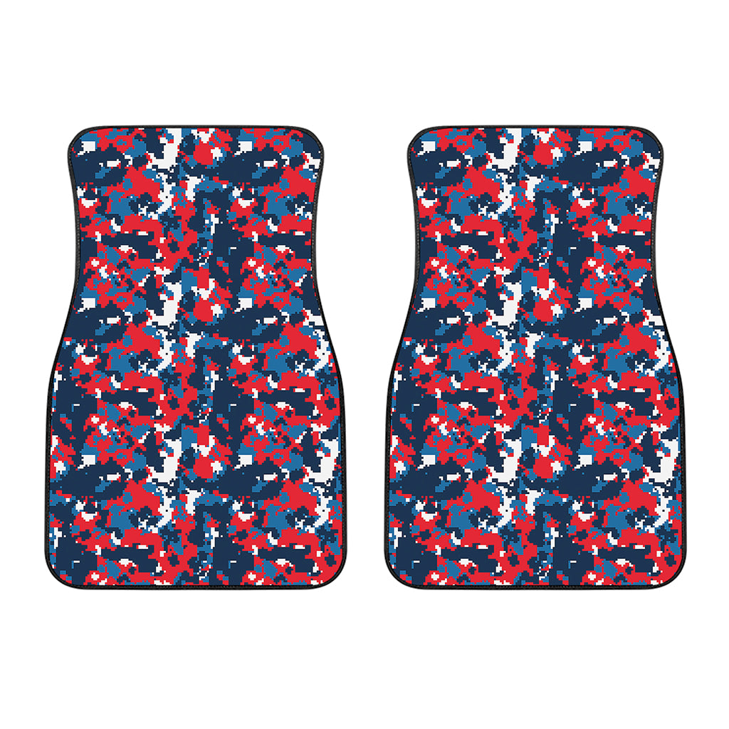 Blue Red And White Digital Camo Print Front Car Floor Mats