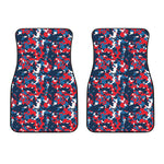 Blue Red And White Digital Camo Print Front Car Floor Mats