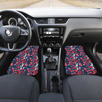 Blue Red And White Digital Camo Print Front Car Floor Mats