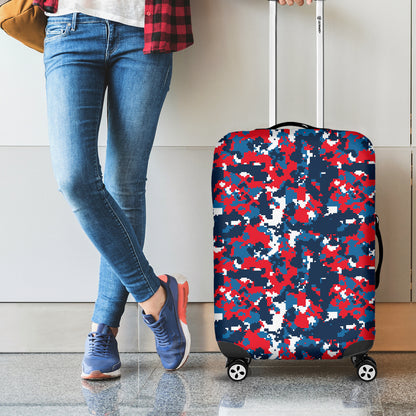Blue Red And White Digital Camo Print Luggage Cover